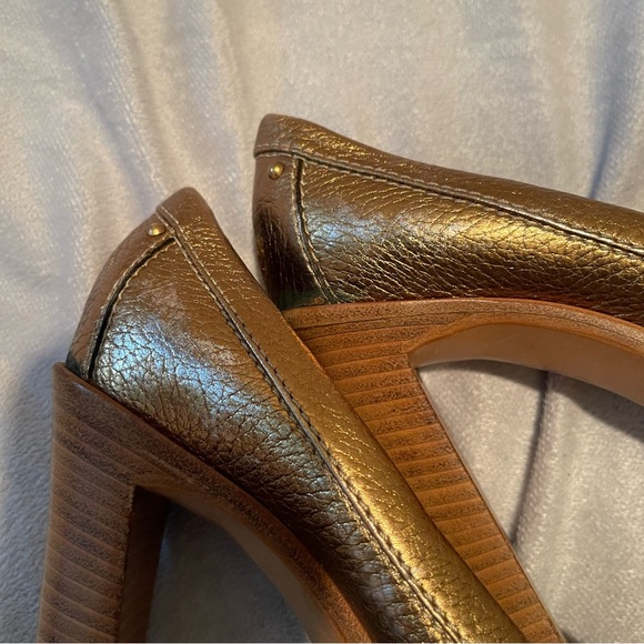Chole mettalic peep toe stacked heels, size 38 - Picture 9 of 12